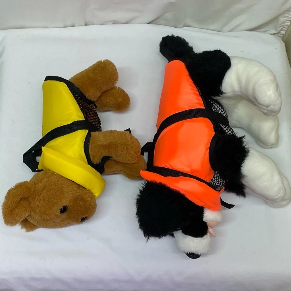 Fido Float Dog Life Jacket /Bundle of 2/Size X-Small & XX-Small -Yellow & Orange